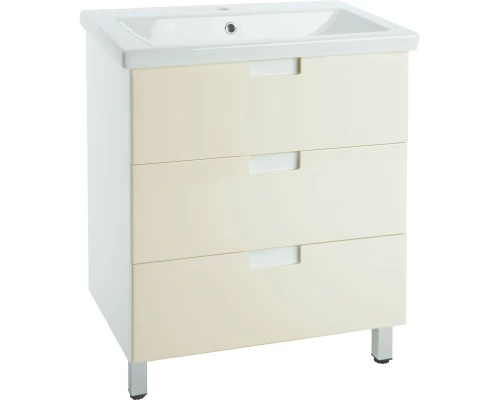 Тумба с раковиной бежевый глянец/белый глянец 70 см Bellezza Пегас 4630411140079 + 4690311050410