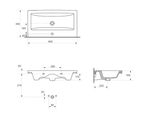 Тумба с раковиной бежевый глянец/белый глянец 80 см Bellezza Пегас 4630413270071 + 4690311045416