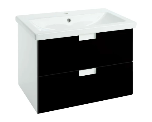 Тумба с раковиной черный глянец/белый глянец 80 см Bellezza Пегас 4630413270040 + 4690311045416