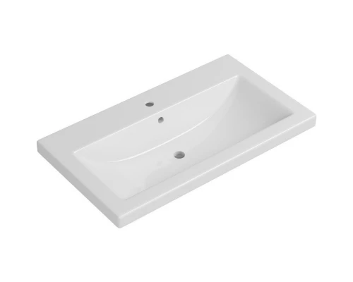 Тумба с раковиной бежевый глянец/белый глянец 80 см Bellezza Пегас 4630413140077 + 4690311045416