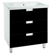 Тумба с раковиной черный глянец/белый глянец 80 см Bellezza Пегас 4630413140046 + 4690311045416