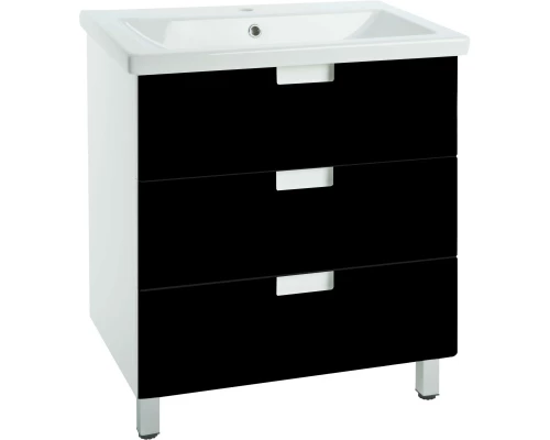 Тумба с раковиной черный глянец/белый глянец 80 см Bellezza Пегас 4630413140046 + 4690311045416