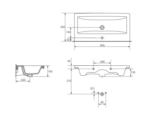 Тумба с раковиной красный глянец/белый глянец 89,5 см Bellezza Пегас 4630415140037 + 5902115715303