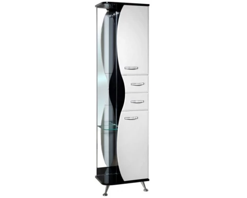 Пенал напольный белый глянец/черный глянец R Bellezza Рио 4623606021260