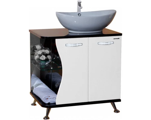 Тумба с раковиной белый глянец/черный глянец 71 см Bellezza Рио 4633611241263 + 4620008193823