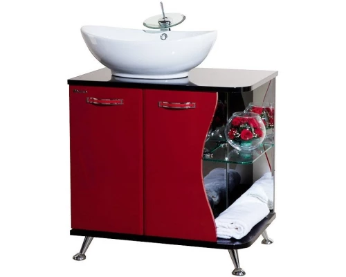 Тумба с раковиной красный глянец/черный глянец 71 см Bellezza Рио 4633611242215 + 4620008193823
