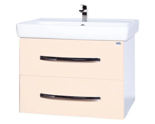 Тумба с раковиной бежевый глянец/белый глянец 60 см Bellezza Рокко 4635309670072 + 4620000148562