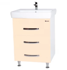 Тумба с раковиной бежевый глянец/белый глянец 60 см Bellezza Рокко 4635309660073 + 4620000148562