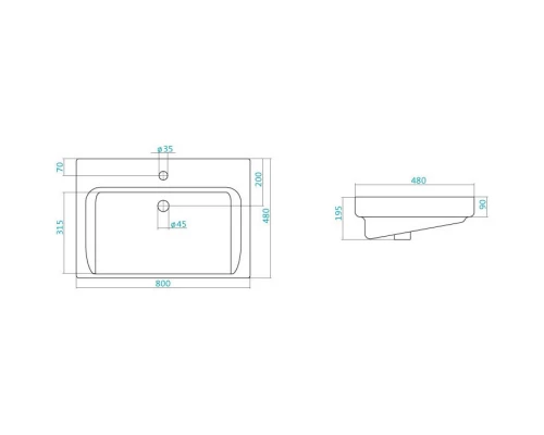 Тумба с раковиной красный глянец/белый глянец 80 см Bellezza Рокко 4635313670037 + 4620000148579