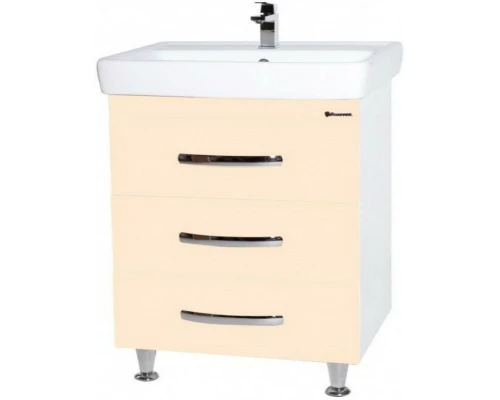 Тумба с раковиной бежевый глянец/белый глянец 80 см Bellezza Рокко 4635313660076 + 4620000148579