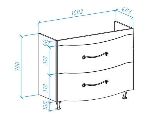 Тумба с раковиной капучино 103 см Bellezza Сесилия 4639718110457 + 4640021061800