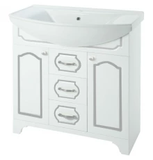 Тумба с раковиной белый глянец серебряная патина 106,5 см Bellezza Тиффани 4630518110395 + 4620008197340