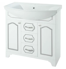 Тумба с раковиной белый глянец серебряная патина 76 см Bellezza Тиффани 4630512110391 + 4620008197470