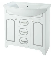 Тумба с раковиной белый глянец серебряная патина 86,5 см Bellezza Тиффани 4630514110399 + 4620008197357