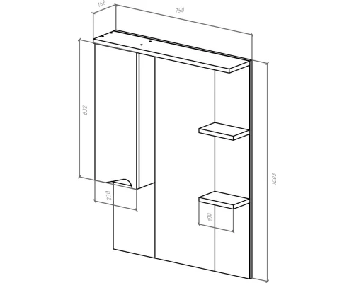 Зеркальный шкаф 75x100,3 см черный глянец/белый глянец L Bellezza Эйфория 4619113002045