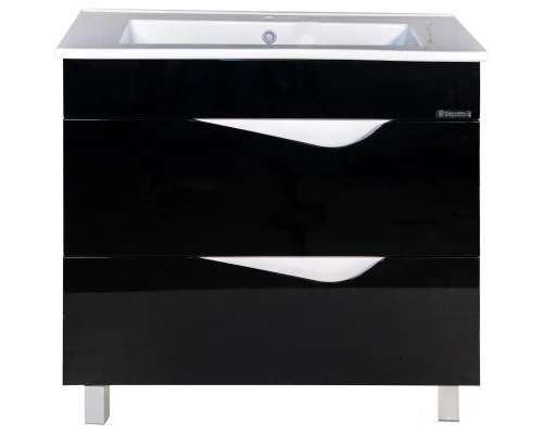 Тумба с раковиной черный глянец/белый глянец 85 см Bellezza Эйфория 4639114660044 + 4640021062227
