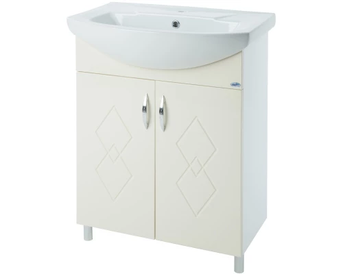 Тумба с раковиной бежевый глянец/белый глянец 55 см Bellezza Элеганс 4638608240076 + 4620008195551