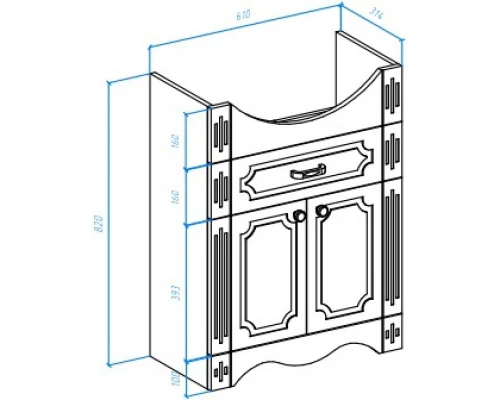 Тумба белый глянец 61 см Bellezza Кантри 4639910090014