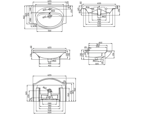 Тумба с раковиной белый глянец 65,5 см Bellezza Кантри 4639910090014 + 4607104872197
