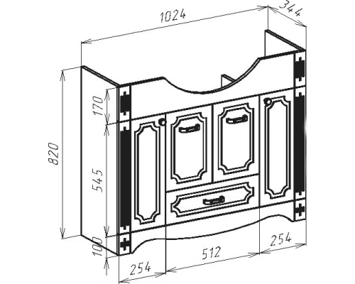 Тумба белый глянец 102,4 см Bellezza Кантри 4639918000015