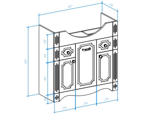 Тумба белый глянец 82,7 см Bellezza Кантри 4639914000019