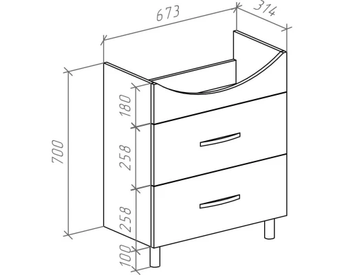 Тумба белый глянец 67,3 см Bellezza Анкона 4639611110011
