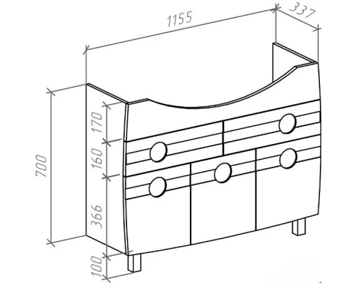 Тумба с раковиной белый глянец 121 см Bellezza Абрис 4639719090017 + 4640021060957