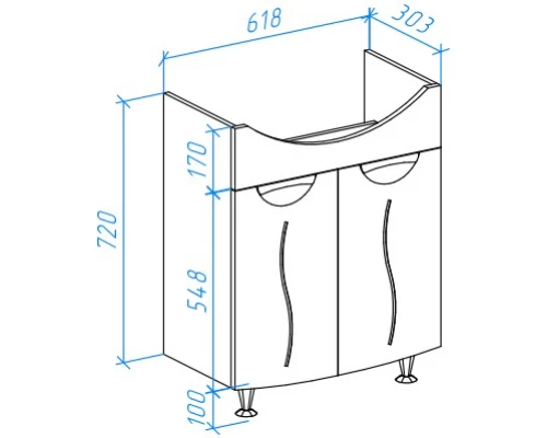 Тумба белый глянец 61,8 см Bellezza Глория 4639510000017