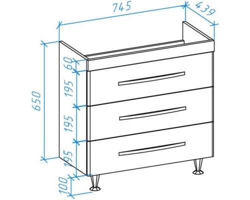 Тумба красный глянец/белый глянец 74,5 см Bellezza Рокко 4635313660038