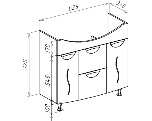 Тумба с раковиной белый глянец 86,5 см с бельевой корзиной Bellezza Глория 4638514100013 + 4620008197357
