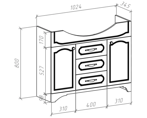 Тумба белый глянец 102,4 см Bellezza Тиффани 4630518110012