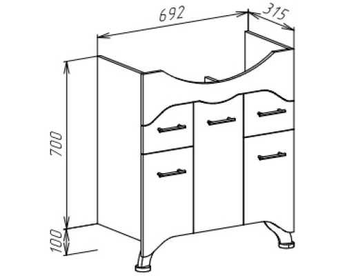 Тумба белый глянец 69,2 см Bellezza Дрея 4631312000011