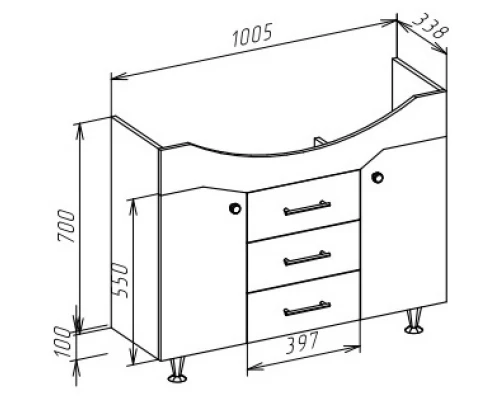 Тумба белый глянец 100,5 см Bellezza Джулия 4631218000016