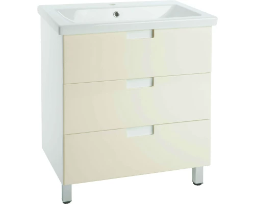 Тумба с раковиной бежевый глянец/белый глянец 89,5 см Bellezza Пегас 4630415140075 + 5902115715303