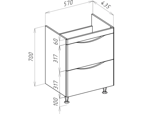 Тумба капучино 57 см Bellezza Санриса 4630109660452