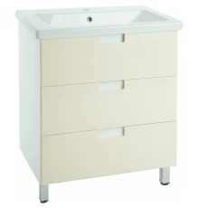 Тумба с раковиной бежевый глянец/белый глянец 60 см Bellezza Пегас 4630409140074 + 4690311045409