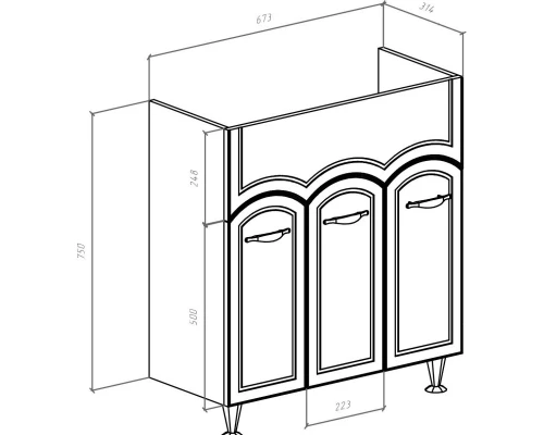Тумба с раковиной белый глянец 70 см Bellezza Амелия 4630311000015 + 4690311008978