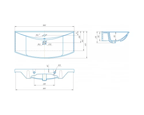 Тумба с раковиной красный глянец/белый глянец 106,5 см Bellezza Лагуна 4632118110034 + 4620008197340