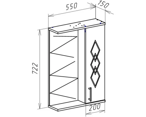 Зеркальный шкаф 55x72,2 см белый глянец R Bellezza Элеганс 4618608521016