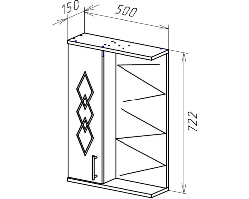 Зеркальный шкаф 50x72,2 см бежевый глянец/белый глянец L Bellezza Элеганс 4618606522077