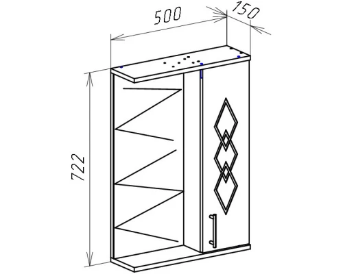 Зеркальный шкаф 50x72,2 см белый глянец R Bellezza Элеганс 4618606521018