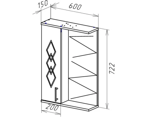 Зеркальный шкаф 60x72,2 см белый глянец L Bellezza Элеганс 4618609522012