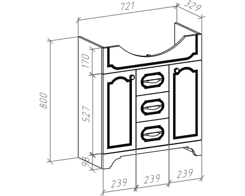 Тумба с раковиной белый глянец серебряная патина 76 см Bellezza Тиффани 4630512110391 + 4620008197470