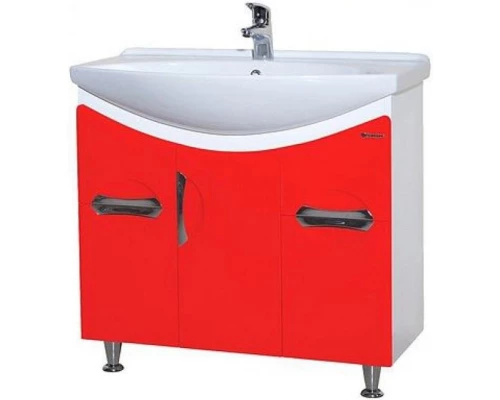 Тумба с раковиной красный глянец/белый глянец 86,5 см Bellezza Лагуна 4632114110038 + 4620008197357