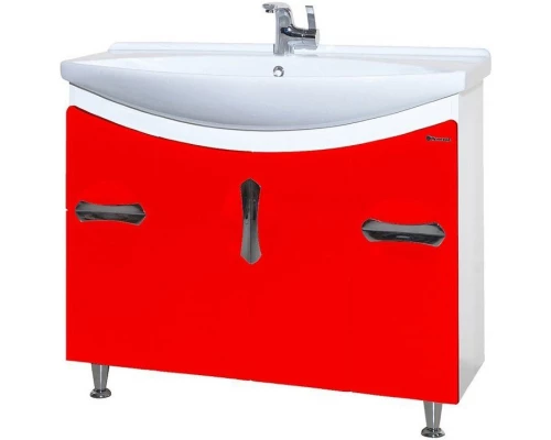 Тумба с раковиной красный глянец/белый глянец 106,5 см Bellezza Лагуна 4632118110034 + 4620008197340