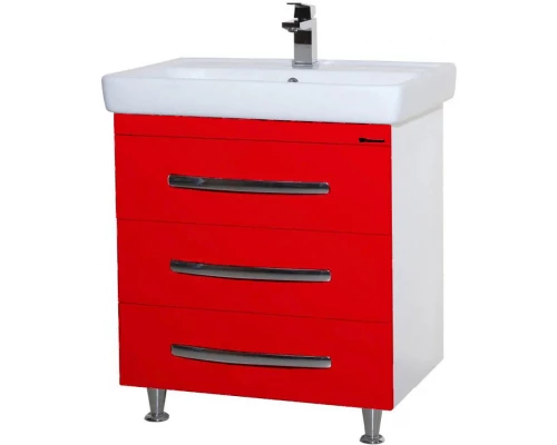 Тумба с раковиной красный глянец/белый глянец 70 см Bellezza Рокко 4635311660030 + 4620000148555