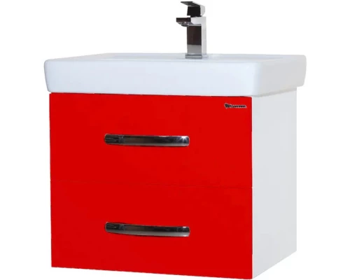Тумба с раковиной красный глянец/белый глянец 60 см Bellezza Рокко 4635309670034 + 4620000148562