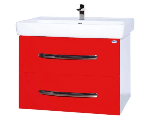 Тумба с раковиной красный глянец/белый глянец 80 см Bellezza Рокко 4635313670037 + 4620000148579