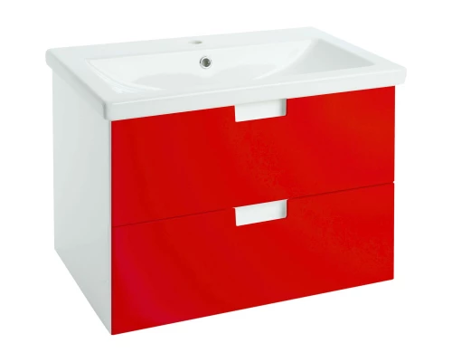 Тумба с раковиной красный глянец/белый глянец 80 см Bellezza Пегас 4630413270033 + 4690311045416