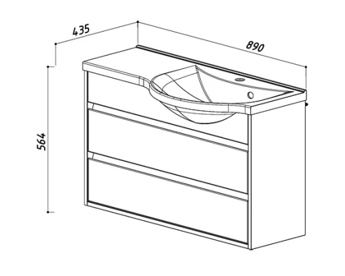 Тумба белый глянец 88,3 см R Belux Лира НП 90-02
